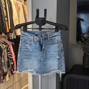 Distressed Jean Mini Skirt
